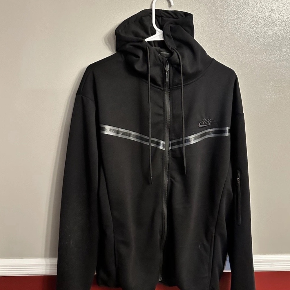 Nike Black Tracksuit Set Hoodie & Jogger Pants Size L Zip Pockets Logo